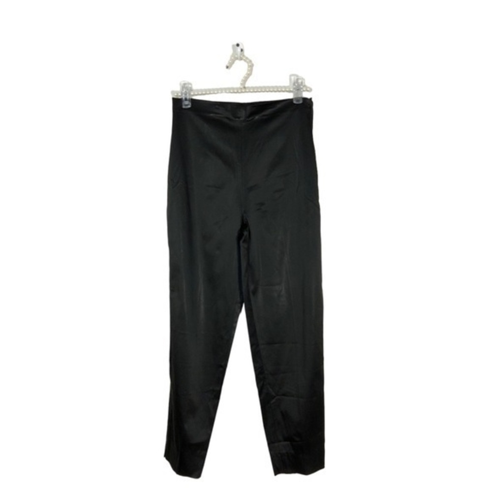 Italian Vintage Oppio‎ black satin stretchy slit sides pants IT 44, US 10